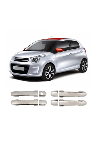 BRSPLAST  Citroen C1 Uyumlu 2014-2021 Krom Kapı Kolu 4 Kapı Paslanmaz Çelik ürün görseli 1