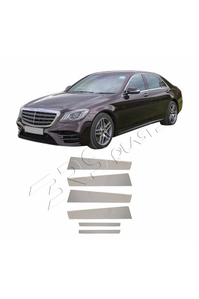 BRSPLAST  Mercedes W222 Uyumlu Krom Direk Nikelajı 6 Parça Paslanmaz Çelik ürün görseli 1