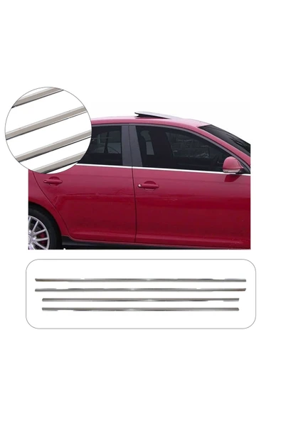 BRSPLAST  Volkswagen Golf 5 Uyumlu 2004-2009 Krom Cam Çıtası 4 Parça Paslanmaz Çelik ürün görseli 1
