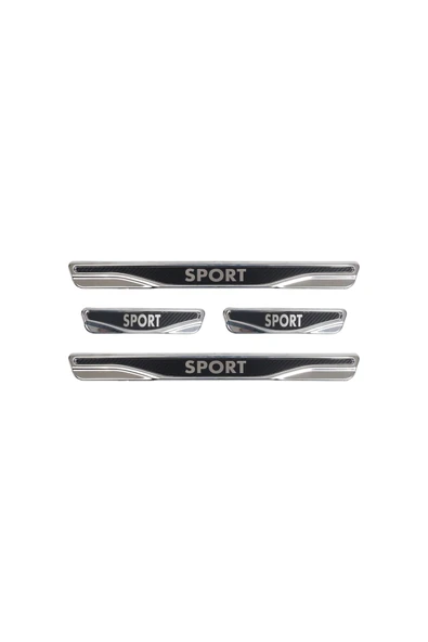 BRSPLAST  Universal Sport Yazılı Kapı Eşiği Karbon Krom 4 Parça ürün görseli 1