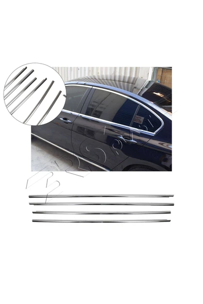 BRSPLAST  Volkswagen Passat B8,5 Uyumlu 2019 Ve Üzeri Krom Cam Çıtası 4 Parça Paslanmaz Çelik ürün görseli 1