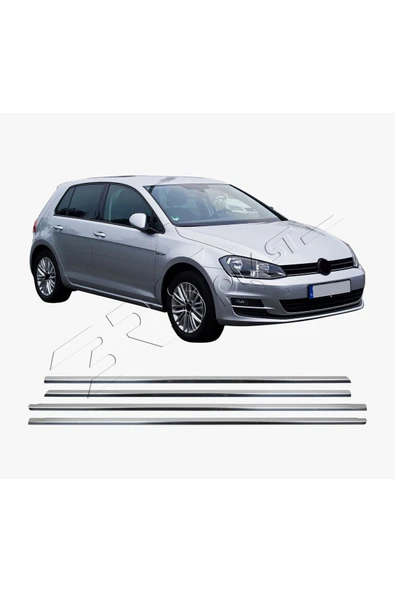 BRSPLAST  Volkswagen Golf 7 Uyumlu 2013-2020 Krom Cam Çıtası 4 Parça Paslanmaz Çelik ürün görseli 1