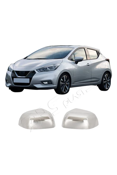 BRSPLAST  Nissan Micra Uyumlu 2010-2017 Krom Ayna Kapağı 2 Parça Paslanmaz Çelik ürün görseli 1