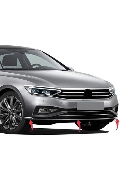 BRSPLAST  Volkswagen Passat B8.5 Uyumlu 2019 Ve Üzeri Krom Ön Tampon Çıtası 3 Parça Paslanmaz Çelik ürün görseli 1