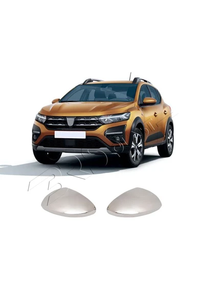 BRSPLAST  Dacia Sandero Uyumlu 2021 Ve Üzeri Krom Ayna Kapağı 2 Parça Paslanmaz Çelik ürün görseli 1
