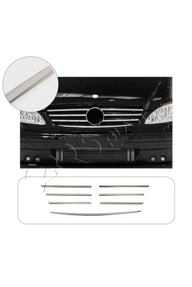 BRSPLAST  Mercedes Vito W639 Uyumlu 2003-2014 Krom Ön Panjur 7 Parça Paslanmaz Çelik ürün görseli 1