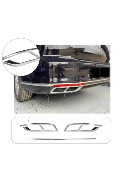 BRSPLAST  Volkswagen Passat B8.5 Uyumlu 2019 Ve Üzeri Egzoz Çıkış Kromu 3 Parça (ÇİFT ÇIKIŞ) Paslanmaz Çelik ürün görseli 1