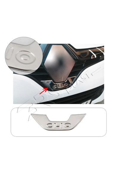 BRSPLAST  Renault Clio 4 Uyumlu Krom Ön Amblem Çerçevesi Paslanmaz Çelik ürün görseli 1