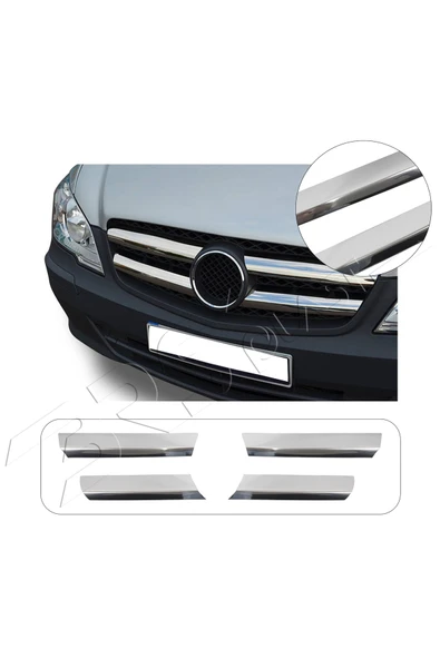 BRSPLAST  Mercedes Vito W639 Facelift Uyumlu 2010-2014 Krom Ön Panjur 4 Parça Paslanmaz Çelik ürün görseli 1