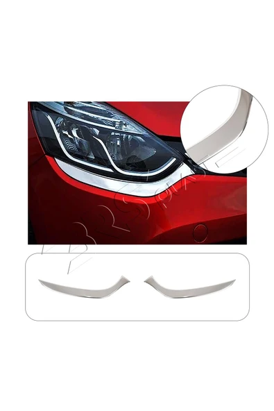 BRSPLAST  Renault Clio 4 Uyumlu 2012-2018 Krom Ön Far Kaşı 2 Parça Paslanmaz Çelik ürün görseli 1