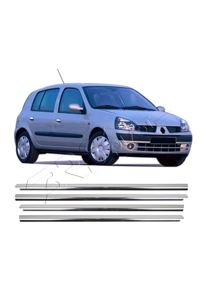 BRSPLAST  Renault Clio 2 Uyumlu HB 1999-2006 Krom Cam Çıtası 4 Parça Paslanmaz Çelik ürün görseli 1