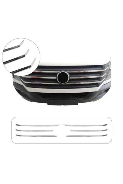 BRSPLAST  Volkswagen Crafter Uyumlu 2012-2017 Krom Ön Panjur 6 Parça Paslanmaz Çelik ürün görseli 1