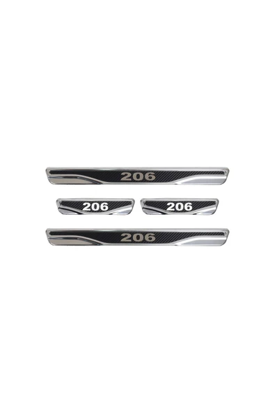 BRSPLAST  Peugeot 206 Uyumlu Kapı Eşiği Karbon Krom 4 Parça ürün görseli 1