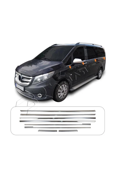 BRSPLAST  Mercedes W447 L1 Uyumlu Krom Cam Çıtası 8 Parça Paslanmaz Çelik ürün görseli 1
