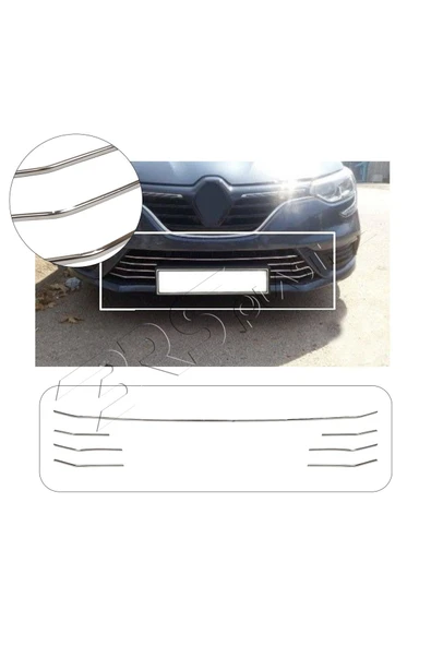 BRSPLAST  Renault Megane 4 Uyumlu 2016-2020 Krom Ön Tampon Çıtası 7 Parça Paslanmaz Çelik ürün görseli 1