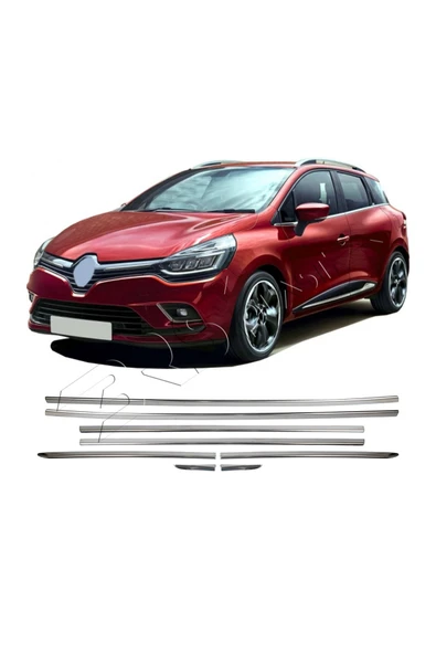 BRSPLAST  Renault Clio 4 Sw Uyumlu 2012-2018 Krom Cam Çıtası 8 Parça Paslanmaz Çelik ürün görseli 1