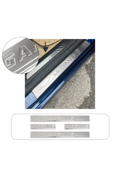 BRSPLAST  Renault Megane 2 Uyumlu 2004-2010 Krom Kapı Eşiği 4 Parça Paslanmaz Çelik ürün görseli 1