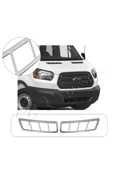 BRSPLAST  Ford Transit Uyumlu 2014-2018 Krom Kaput Üstü Havalandırma Çerçevesi 2 Parça Paslanmaz Çelik ürün görseli 1