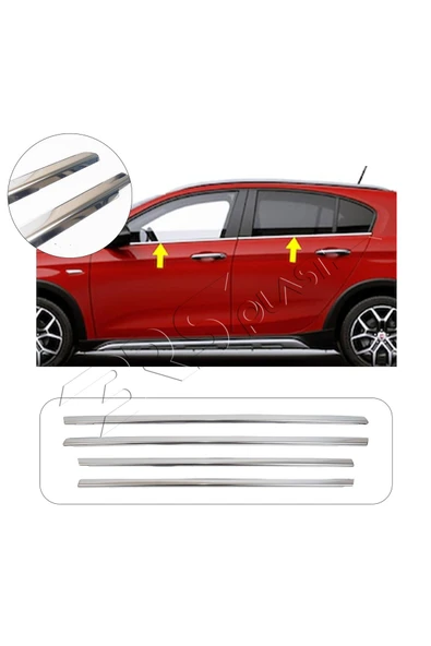 BRSPLAST  Fiat Egea Uyumlu 2015 Ve Üzeri Krom Cam Çıtası 4 Parça Paslanmaz Çelik ürün görseli 1