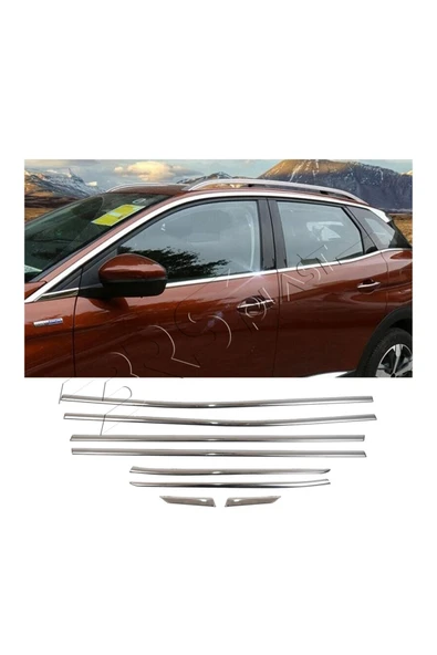 BRSPLAST  Peugeot 3008 Uyumlu 2016-2023 Krom Cam Çıtası 8 Parça Paslanmaz Çelik ürün görseli 1
