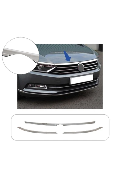 BRSPLAST  Volkswagen Passat B8.5 Uyumlu 2019 Ve Üzeri Krom Far Üzeri Çıta Seti 3 Parça ürün görseli 1