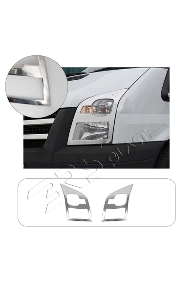BRSPLAST  Ford Transit Uyumlu 2003-2013 Krom Far Çerçevesi 2 Parça Paslanmaz Çelik ürün görseli 1