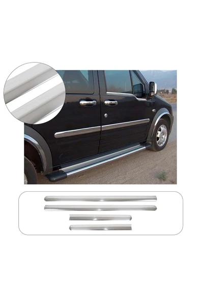 BRSPLAST  Ford Connect Uyumlu 2002-2014 Krom Yan Kapı Çıtası 4 Parça Paslanmaz Çelik ürün görseli 1