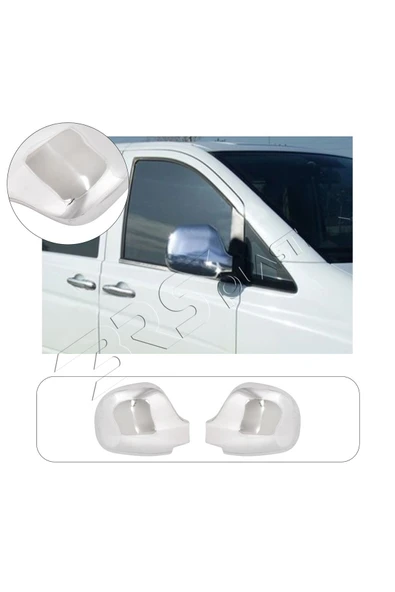 BRSPLAST  Mercedes Vito W639 Uyumlu 2003-2010 Krom Ayna Kapağı 2 Parça Paslanmaz Çelik ürün görseli 1