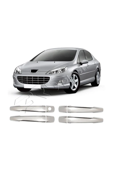 BRSPLAST  Peugeot 407 Uyumlu 2004-2010 Krom Kapı Kolu 4 Kapı Paslanmaz Çelik ürün görseli 1
