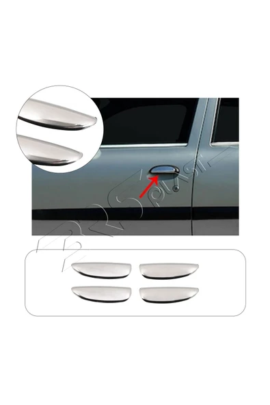 BRSPLAST  Dacia Logan Sedan Uyumlu 2004-2012 Krom Kapı Kolu 4 Kapı Paslanmaz Çelik ürün görseli 1