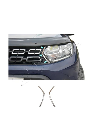 BRSPLAST  Dacia Duster Uyumlu 2018-2024 Krom Ön Panjur Yanı 2 Parça Paslanmaz Çelik ürün görseli 1