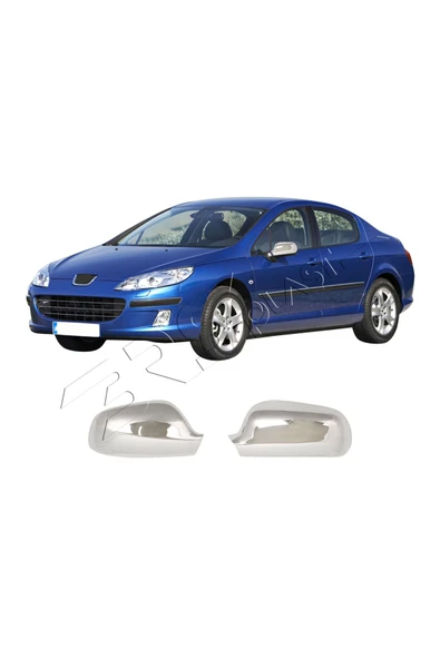 ServetDizaynOto  Peugeot 407 Uyumlu 2004-2010 Krom Ayna Kapağı 2 Parça Paslanmaz Çelik ürün görseli 1