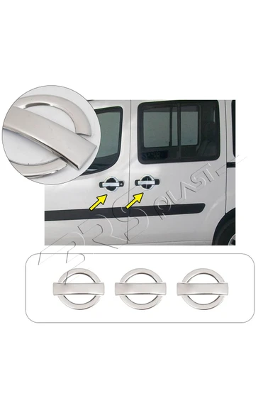 BRSPLAST  Fiat Doblo Uyumlu 2000-2010 Krom Kapı Kolu 3 Kapı Paslanmaz Çelik ürün görseli 1