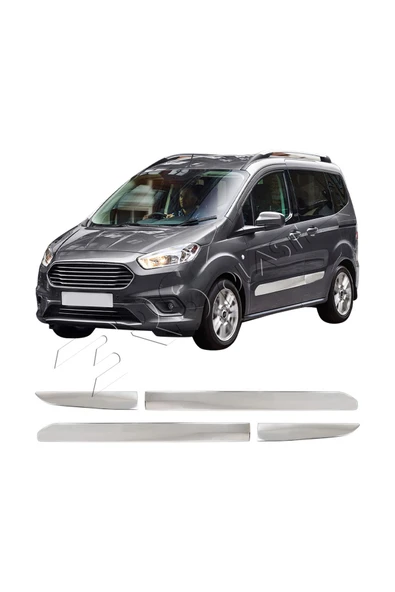 BRSPLAST  Ford Tourneo Courier Uyumlu 2014-2023 Krom Yan Kapı Çıtası 4 Parça Paslanmaz Çelik ürün görseli 1
