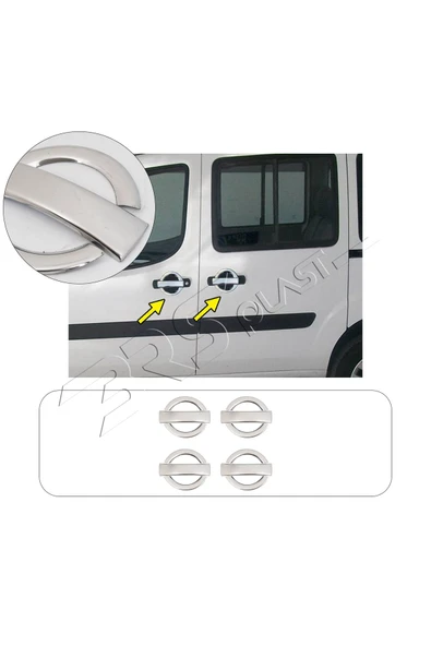 BRSPLAST  Fiat Doblo Uyumlu 2000-2010 Krom Kapı Kolu 4 Kapı Paslanmaz Çelik ürün görseli 1