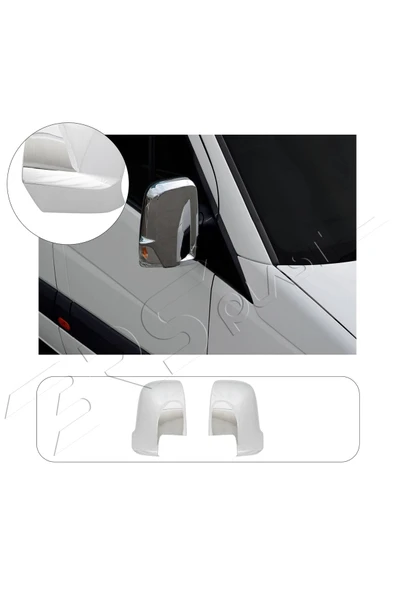 ServetDizaynOto  Mercedes Sprinter W907 Uyumlu 2018 Ve Üzeri Krom Ayna Kapağı 2 Parça Paslanmaz Çelik ürün görseli 1