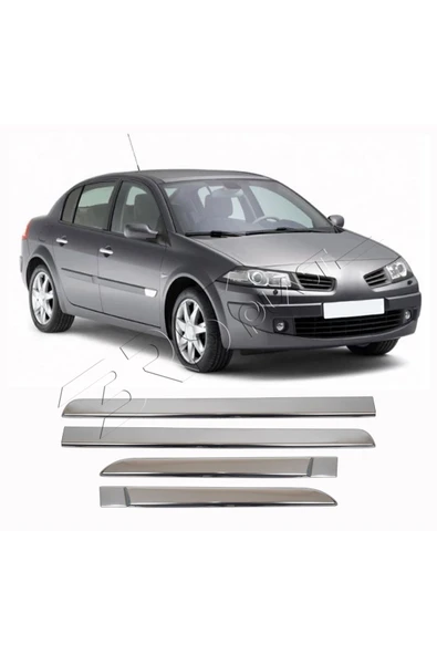 ServetDizaynOto  Renault Megane 2 Uyumlu 2002-2010 Krom Yan Kapı Çıtası 4 Parça Paslanmaz Çelik ürün görseli 1
