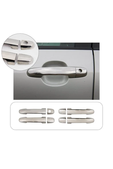 BRSPLAST  Toyota Corolla Uyumlu 2007-2012 Krom Kapı Kolu 4 Kapı Paslanmaz Çelik ürün görseli 1