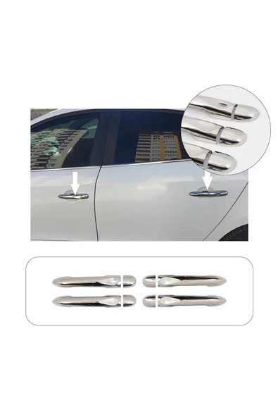 BRSPLAST  Renault Fluence Uyumlu 2010 Ve Üzeri Krom Kapı Kolu 4 Kapı Paslanmaz Çelik ürün görseli 1