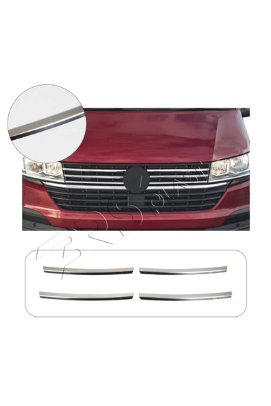 BRSPLAST  Volkswagen Transporter T6 Uyumlu 2015-2019 Krom Ön Panjur 4 Parça Paslanmaz Çelik ürün görseli 1