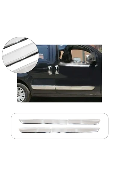 BRSPLAST  Fiat Fiorino Uyumlu 2007-2015 Krom Yan Kapı Çıtası 4 Parça Paslanmaz Çelik ürün görseli 1