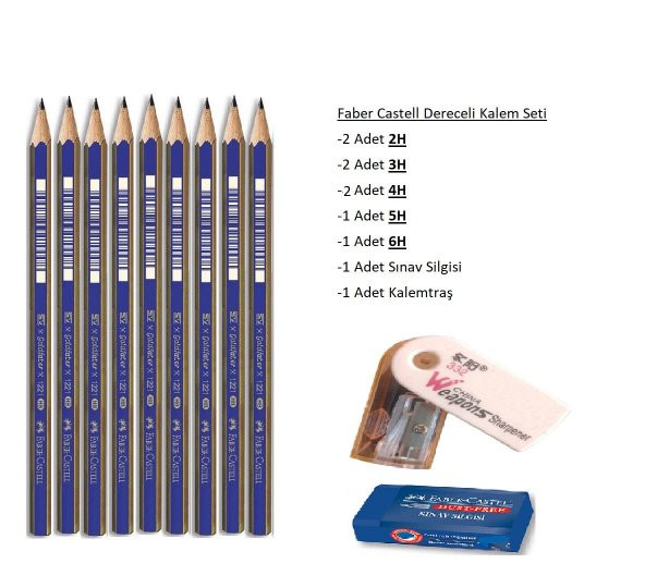 Resim Kalemi Faber Dereceli Kalem Seti Karakalem Seti 6H 5H 4H 3H 2H 8lü Set ürün görseli 1