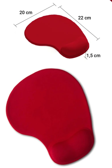 SonicTouch Bilek Destekli Kırmızı Damla Tipi Pürüzsüz Yüzey Dikişsiz Gamer Oyuncu Mouse Pad 20x22cm ürün görseli 1