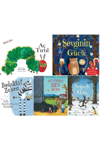 Çocuk Kitapları /Aç Tırtıl-sevginin Gücü-dedektif Zebra-iyi Yürekli Dev Memo- Değnek Adam/5 Kitap Set ürün görseli 1