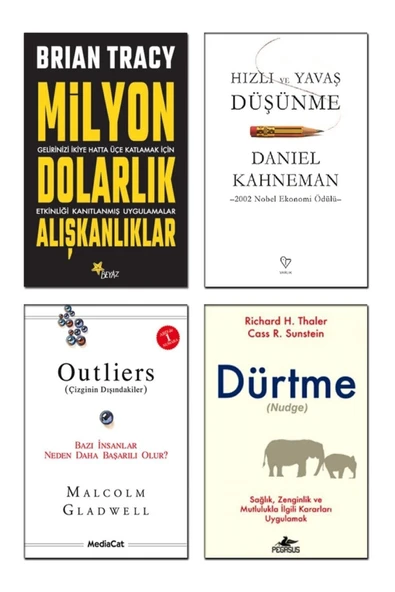 Milyon Dolarlık Alışkanlklar + Dürtme + Outliers + Hızlı Ve Yavaş Düşünme / 4lü Kitap Set ürün görseli 1