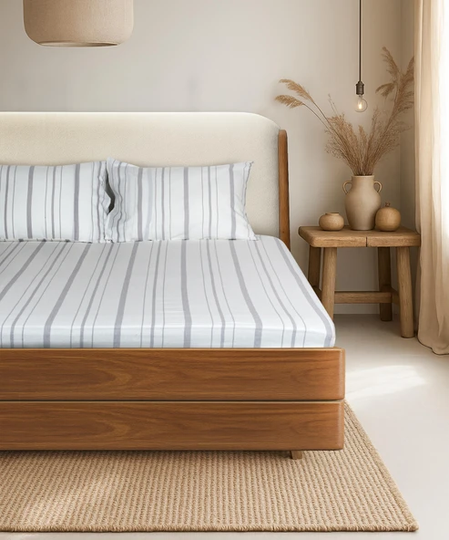 Cotton Collection Tek Kişilik Çizgili Çarşaf Seti Solinea ürün görseli 1
