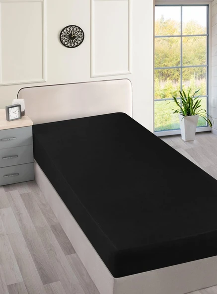 Cotton Collection Ranforce Çift Kişilik Çarşaf Düzboya Siyah ürün görseli 1