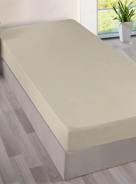 Cotton Collection Ranforce Çift Kişilik Çarşaf Düzboya Krem ürün görseli 1