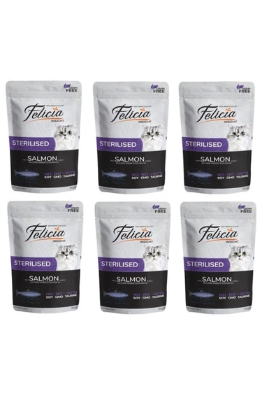 Pouch Tahılsız Sterilized Kısır Somonlu Yaş Mama 85 gr X 6 Adet ürün görseli 1
