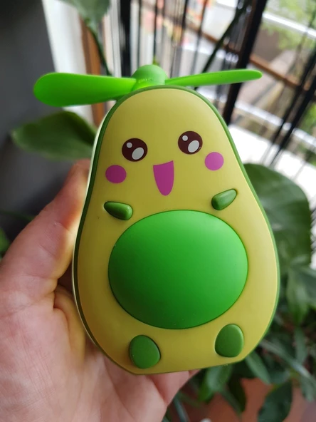 Sevimli Avokado Tasarımlı Led Işıklı USB Kablolu Mini Fan I Masa Üstü Ve Boyun İpli Vantilatör ürün görseli 1